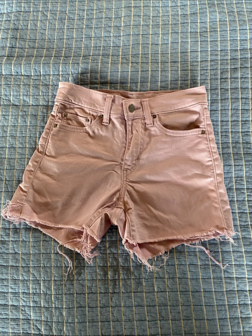 Levi's Soft Pink Distressed Denim Shorts
